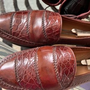 Mens genuine crocodile & leather mens loafers